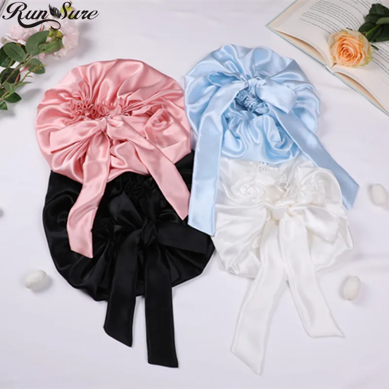 Custom Chinese factory supplier satin Hair Bonnet night silk cap for sleeping