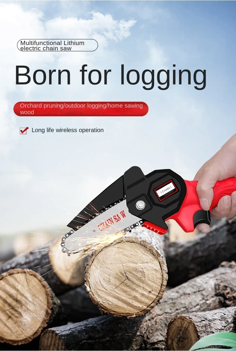 4 Inch Mini Electric Pruning Saw Household Garden Wood Saw Machine Rechargeable Cordless Outdoor Battery Chain Saw