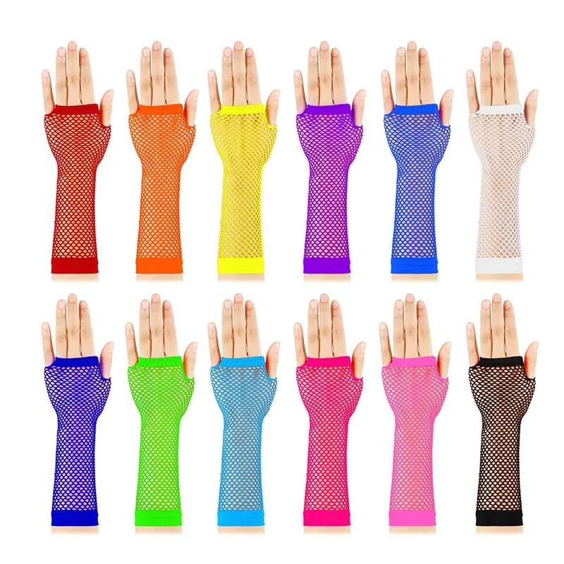 Fancy Dress Accessory 1 Pair Black Punk Goth Lady Disco Dance Costume Fingerless Mesh Fishnet Gloves