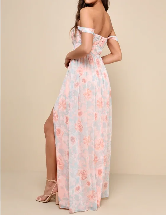 Sweet Bohemian Dress Chiffon Beach Loose Casual Dresses With Printed Floral Quinceanera Women Dress 2024