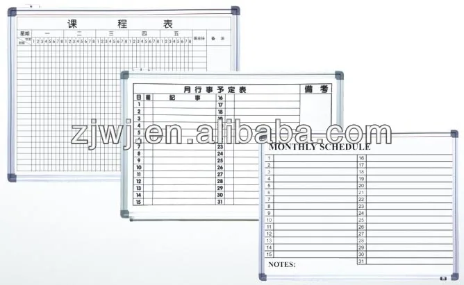 White Schedule Week Planner Board