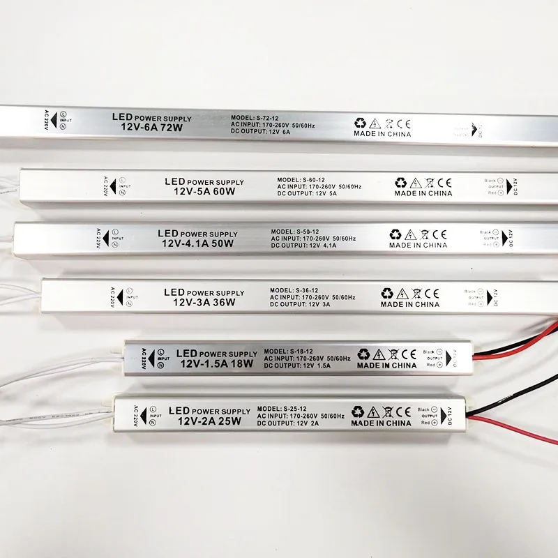 Тонкий блок питания 12 В 1.5a 2a 3a 4a 5a 6a 8a светодиодный световой драйвер 12v 18w 36w 48w 60w 72w 100w ультра тонкий для осветительной коробки