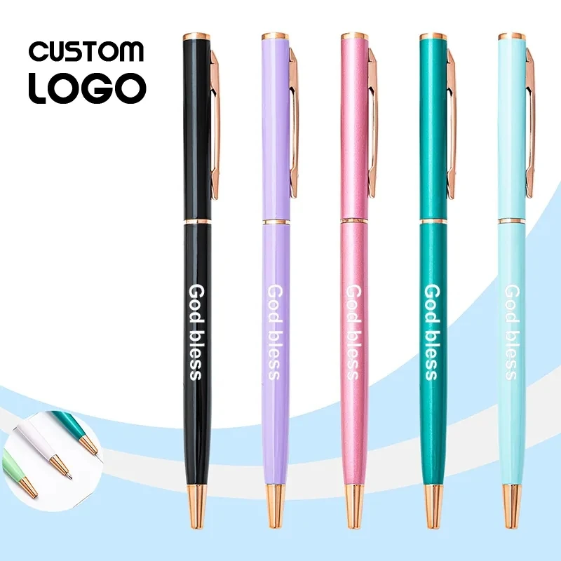 Macaron Metal Simple Ballpoint Pen Creative Colorful Pens Advertising Gift Pen Custom Logo School Stationery Office Supplies