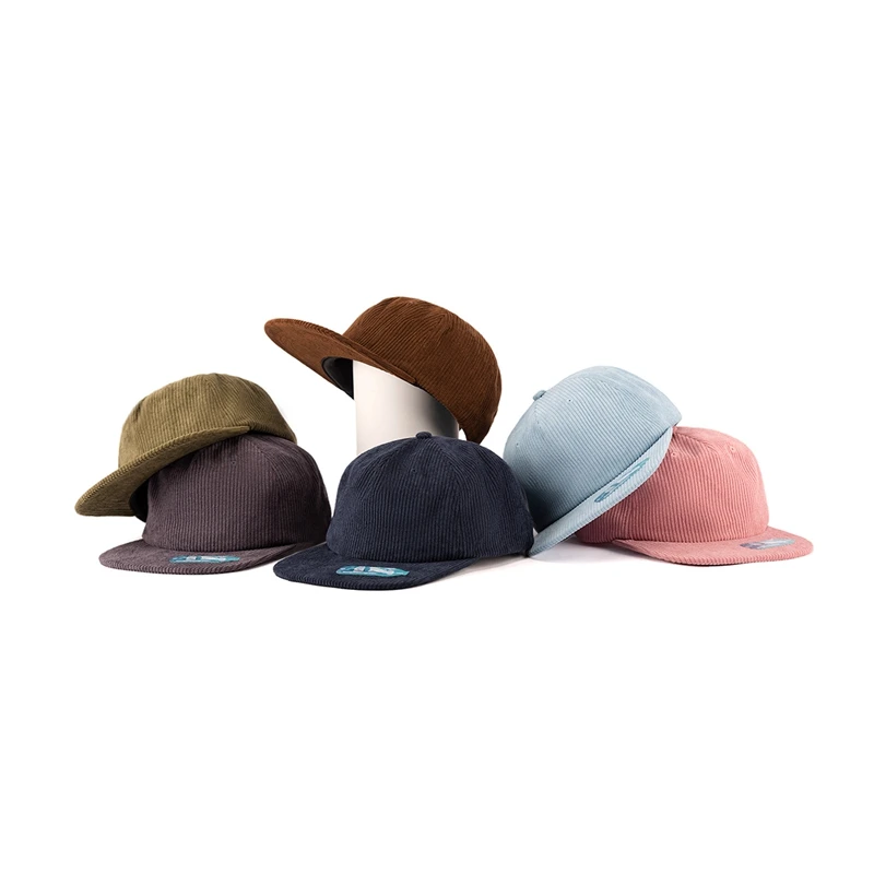 Wholesale gorras chapeau vintage blank plain custom unstructured camper 5 panel corduroy snapback cap hat