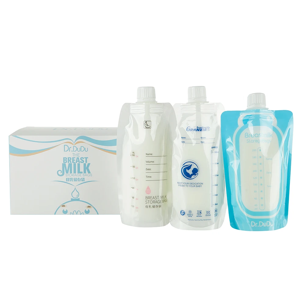 Custom logo and design screw top breast milk bag can be connected to a breast pump