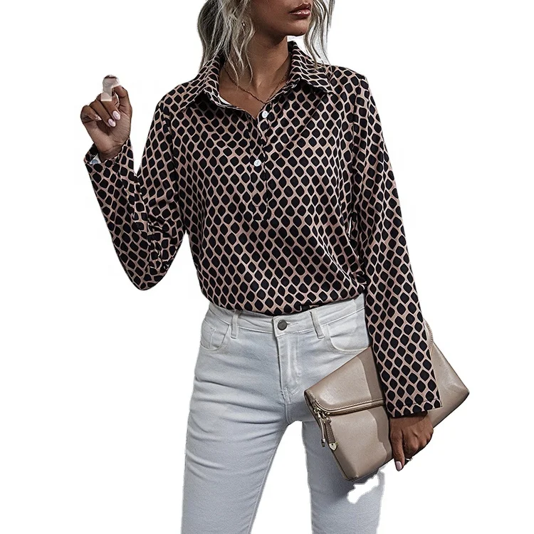 Leisure Vintage Shirts Button Lapel Cardigan Top Lady Loose Long Sleeve Oversized Shirt Womens Blouses Casual Tunic Blusas