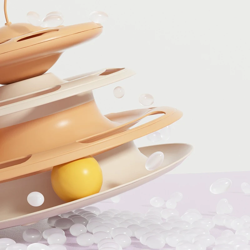 Pet Leaking Food Turntable 3 Levels Cats Toy Tower Interactive Cat Intelligence Training Amusement Teaser Stick