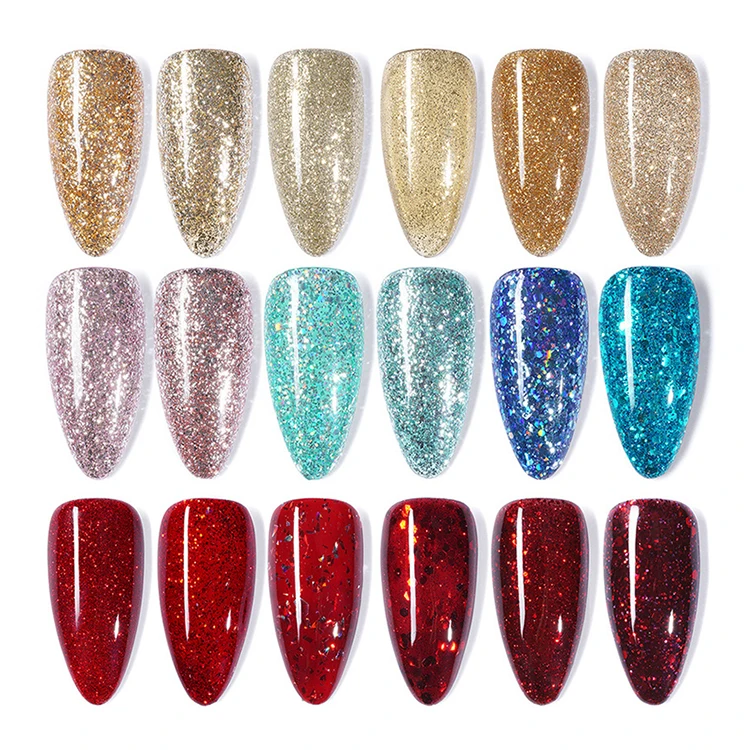 Новая мода 2021 красочный отмачиваемый блестящий гель неоновый лак для ногтей Блестящий цветной УФ-гель Наборы для ногтей