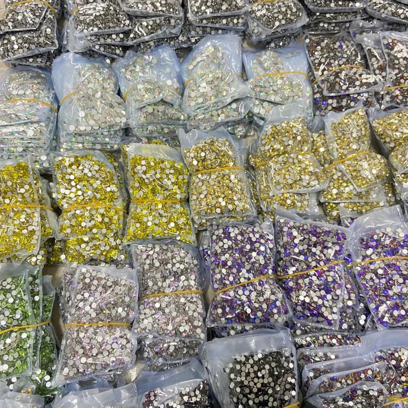 Super Glitter Strass Glass Rhinestones Flat Back Non Hotfix Rhinestones For Nail Art Fabric Garment