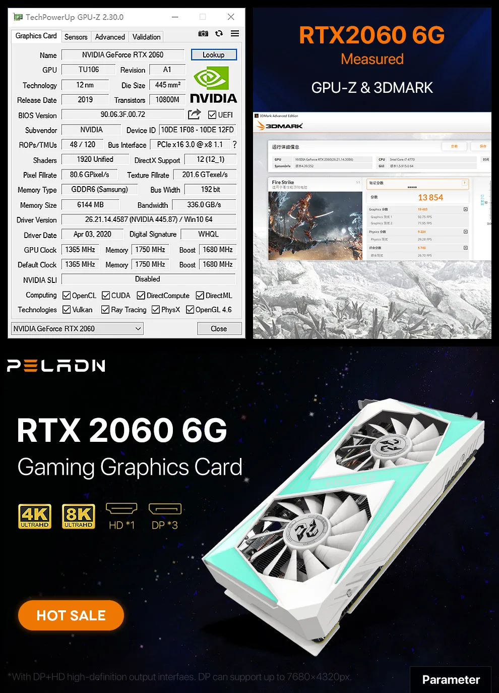 Лучшая видеокарта Nvidia Geforce RTX 2060 6 ГБ 192 бит ПК GPU Супер 8G GDDR6 256-бит 8-контактная для игр