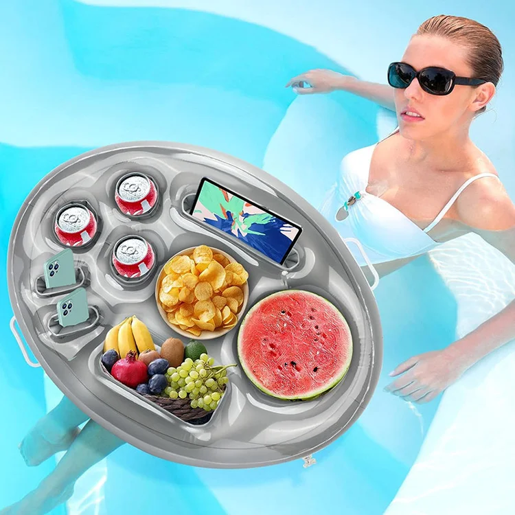 2024 Hot selling PVC inflatable transparent beverage rack, multifunctional water float cup rack, swimming pool cushion