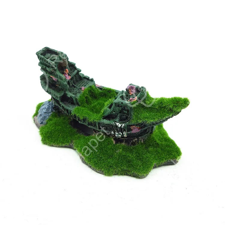 Aquarium Decoration, Fish Tank Ornaments Shipwreck Decor Sunken Ship for Freshwater Saltwater Tanks