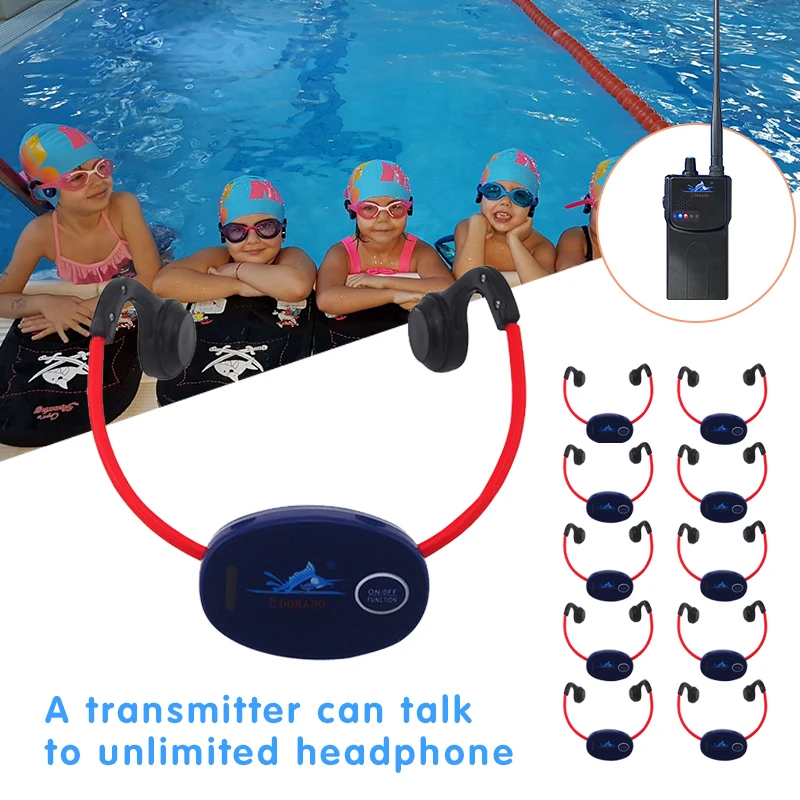 1 Set of H-902 Wireless Waterproof Radio Headphone for Swimming Coaching Underwater Live Audio