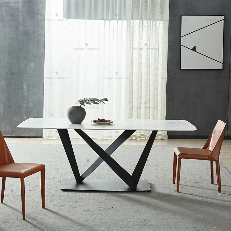 modern home furniture luxurious dining table and chair marble in guangzhou sintered stone