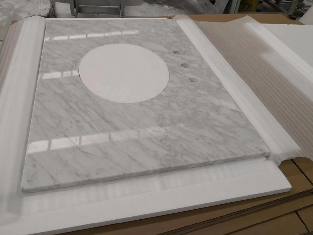 YongFeng  25 Inch Bathroom Stone  White Carrara Marble Vanity Top Countertop