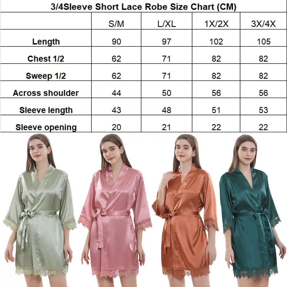 Plus Size Wedding for Bride Bridesmaids Women High Quality with Lace Trim Luxury Bridal Silk Satin Kimono Robes Morning Gowns