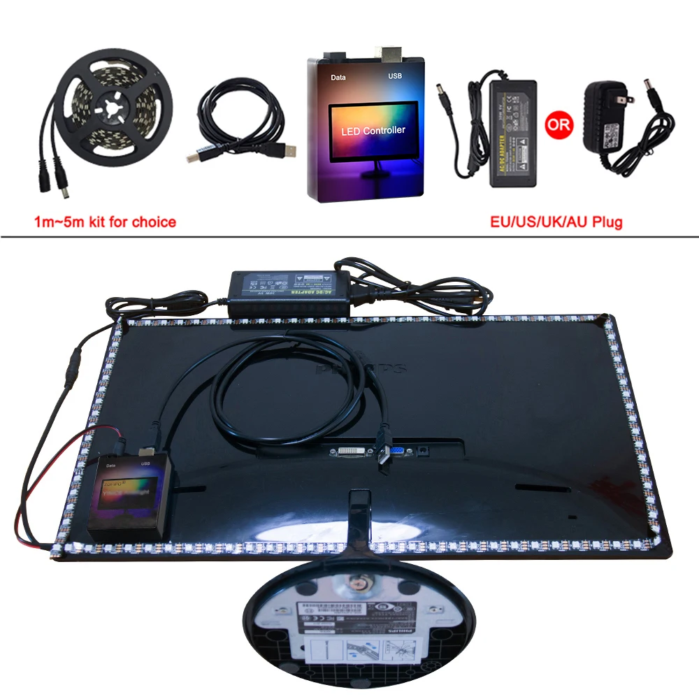 Симфонический черный фон 60 RGB Ambibox Kit 5V Sync PC Dream Screen USB WS2812 Светодиодная лента