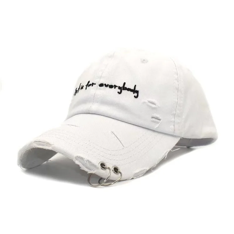 Good quality embroidered letters solid color baseball hat decorated with hoop destructive baseball hat