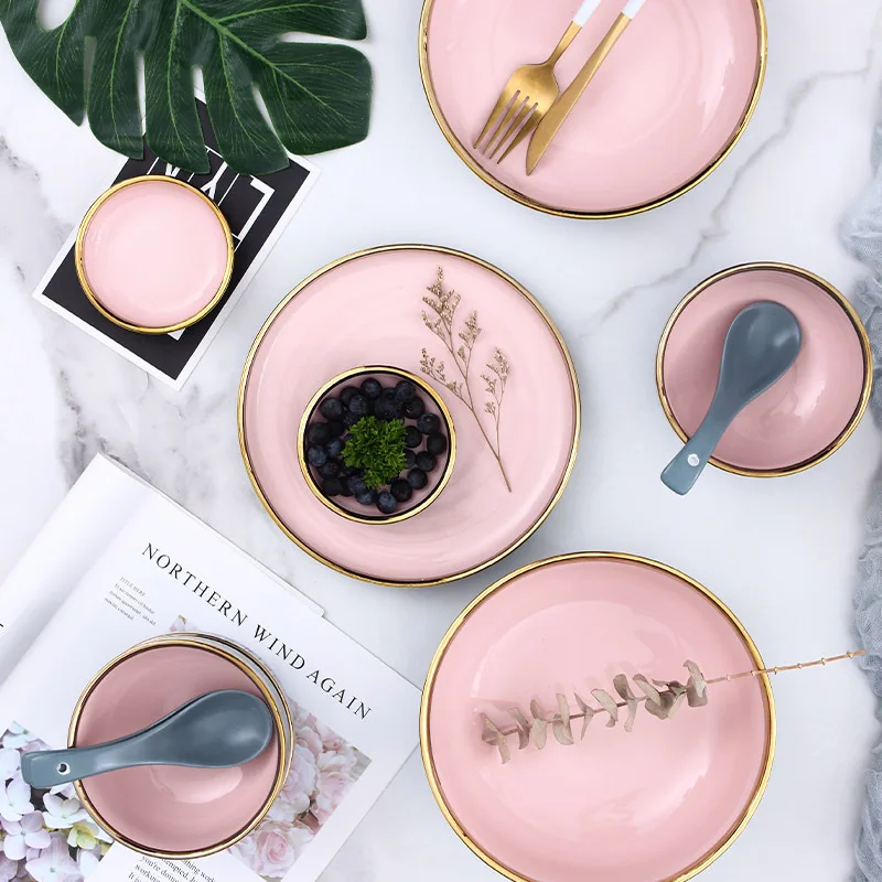 
Nordic Phnom Penh Hotel Restaurant Household 11 Piece Ceramic Plates Dinnerware Tableware Set 