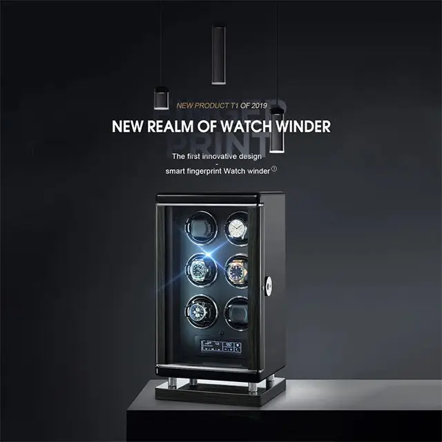 Fingerprint Unlock  Luxury Silent Golden Digital Automatic Watch Winder Safety case