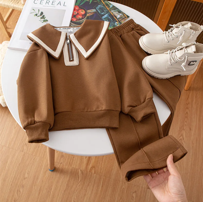 Korean version of the new autumn little girl foreign style casual two-piece set of female treasure fashion flare pants trend