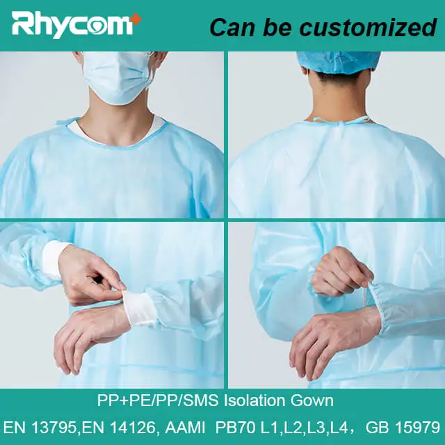 Rhycom factory wholesale hospital disposable isolation gown