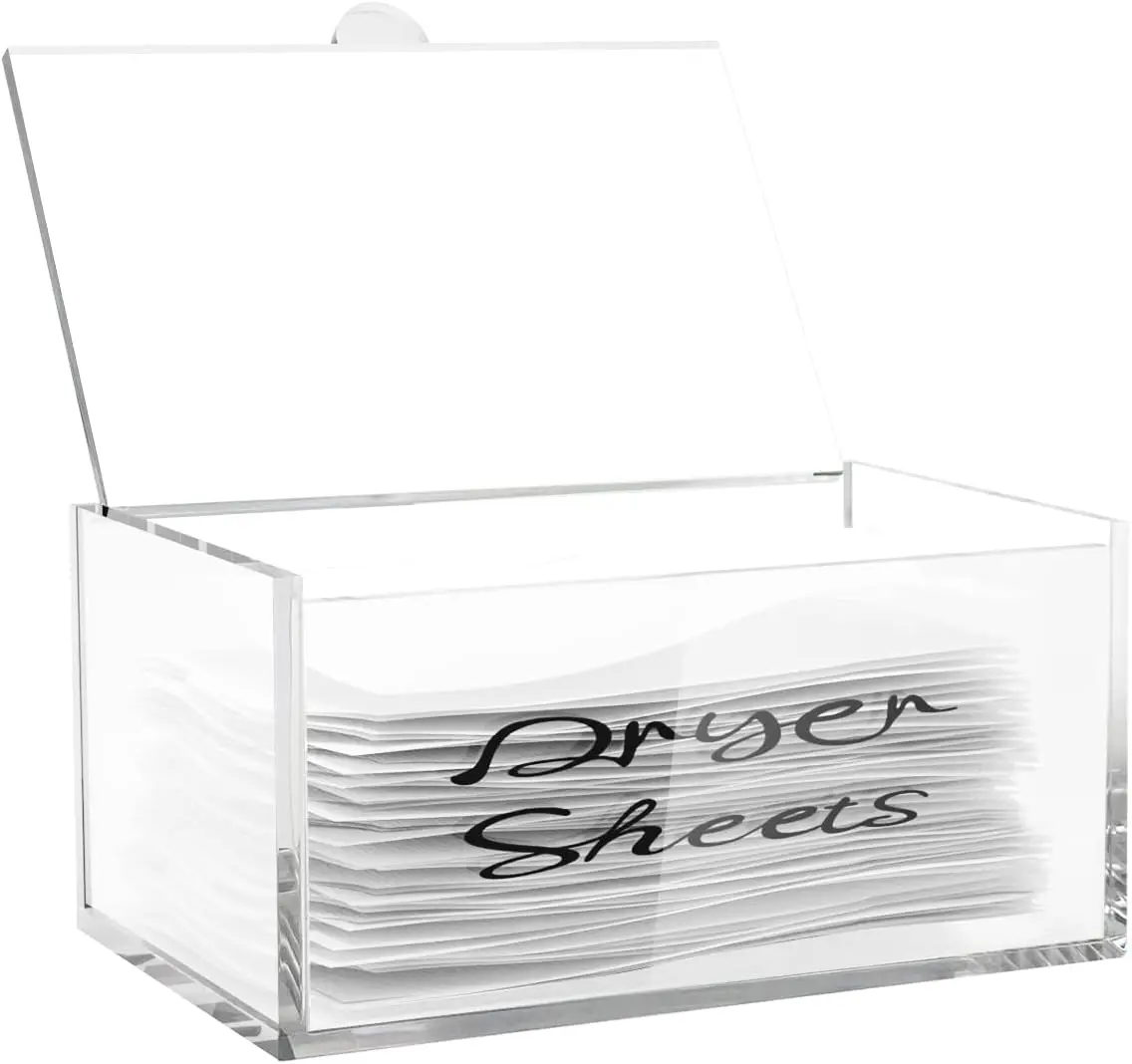 Acrylic dryer sheet holder,dryer sheet dispenser for Fabric Softener Sheets,dryer sheet container for Laundry Room Decor & Organ