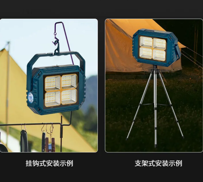Hot sell mini solar emergency floodlight rechargeable outdoor work light with led torch 2400mah battery multi-function tent lamp