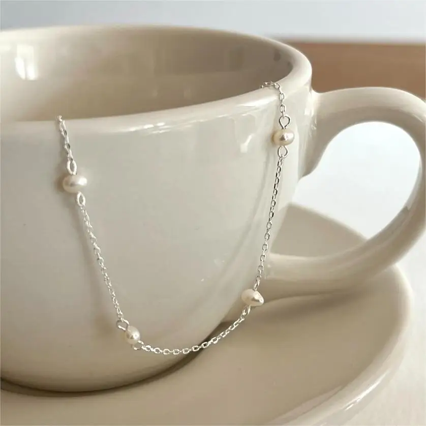 Minimalist 925 Sterling Silver 18k gold Plated Freshwater Pearl Bracelet for Women