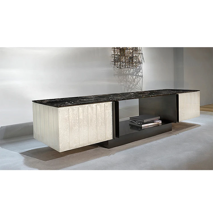 Customize Design Marble Top Tv Table Natural Stand Cabinets With Stainless Steel