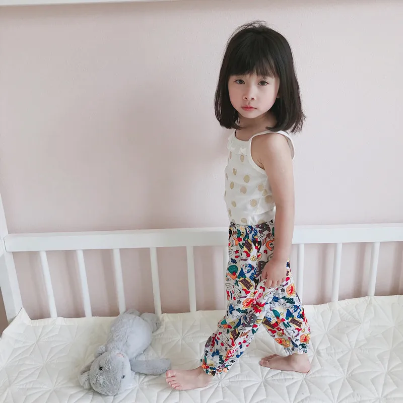 
The new style pure cotton cartoon Anti-mosquito pants long Beam feet pants Japanese-style pant baby 
