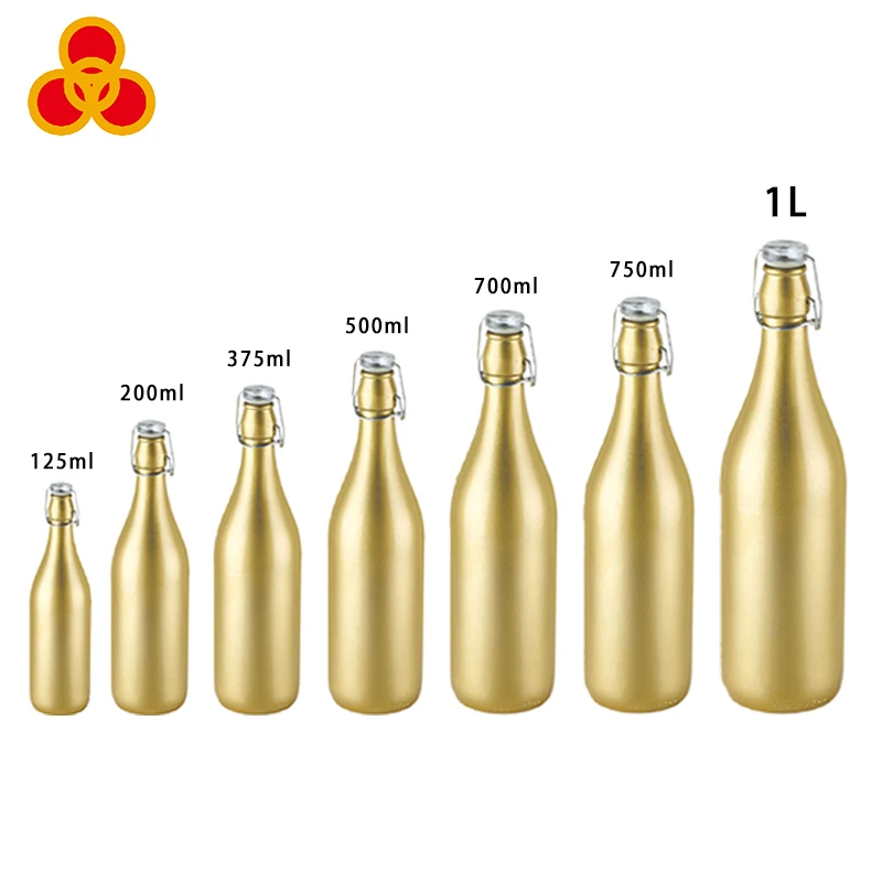 Квадратная круглая стеклянная бутылка Ez Flip Top 200 мл 250 500 750 1000 с крышкой зажимом