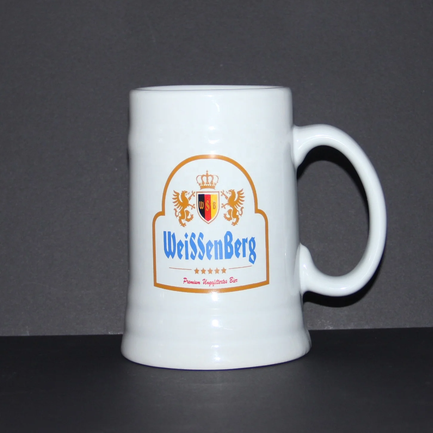 Customized logo 16oz ceramic beer mug german beer stein 500ml beer mug