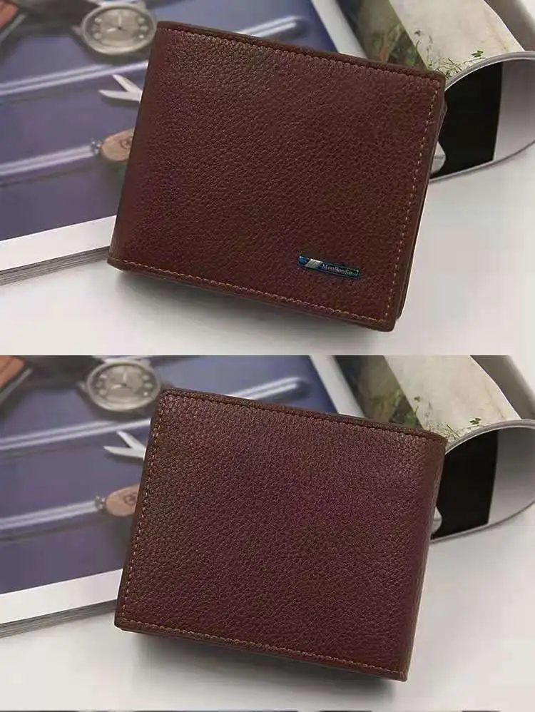 Wholesale designer custom classic casual men quilted wallet 2021 pu leather brown trifold wallet