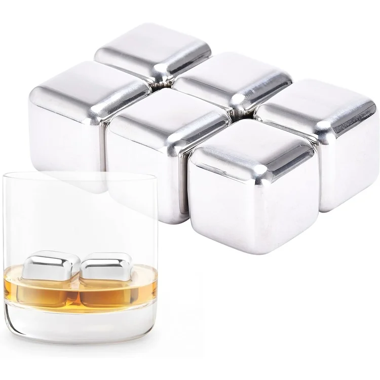 Sales OEM 4/6/8/12 Pcs 304 Stainless Steel Ice Cube Whisky Chilling Stones Reusable Ice Cube Metal Wine Beer Cooler OEM