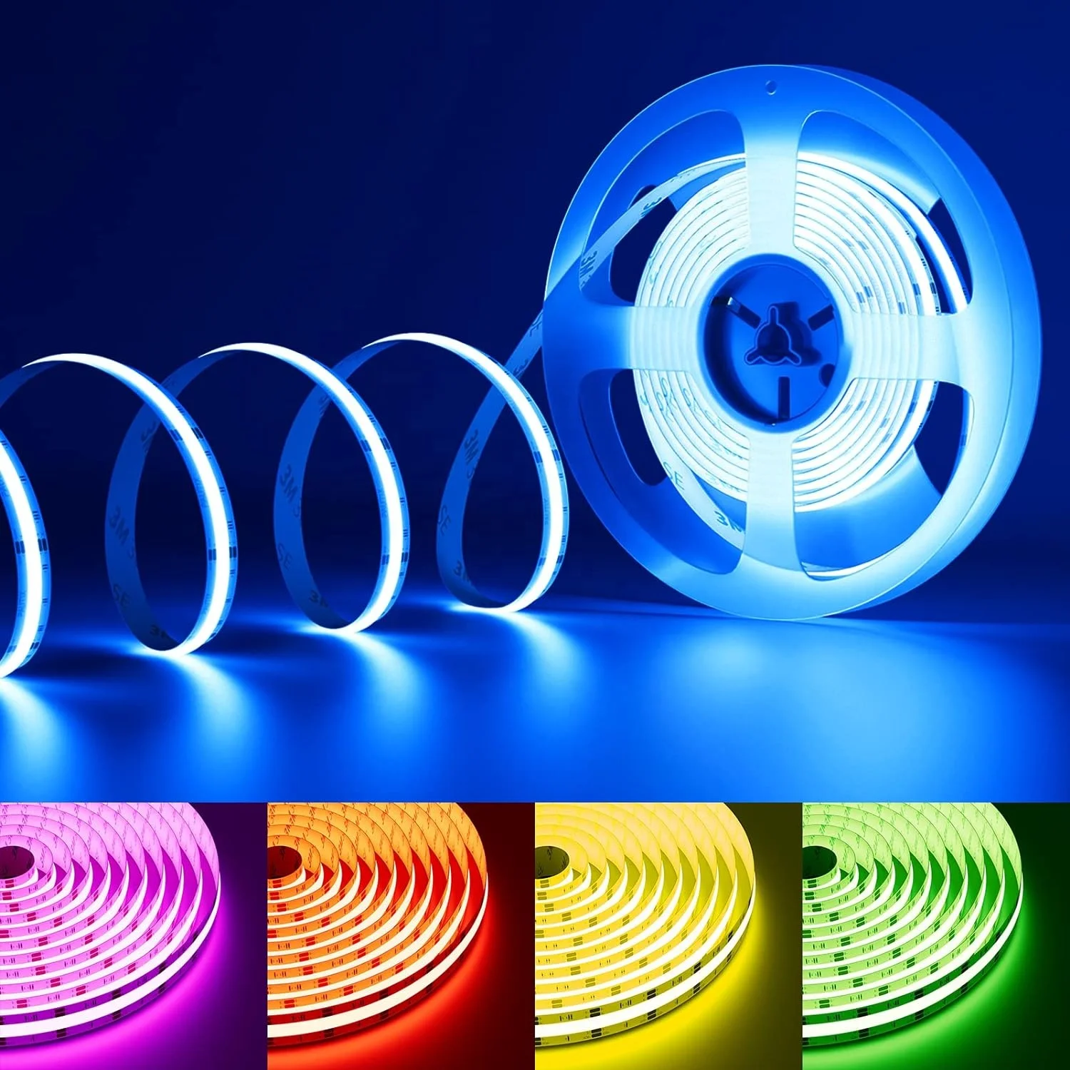 Feican RGB LED COB Smart Strip Light  Atmosphere Light Music Sync RF 44keys remote APP Control  6M/roll COB Led Strip