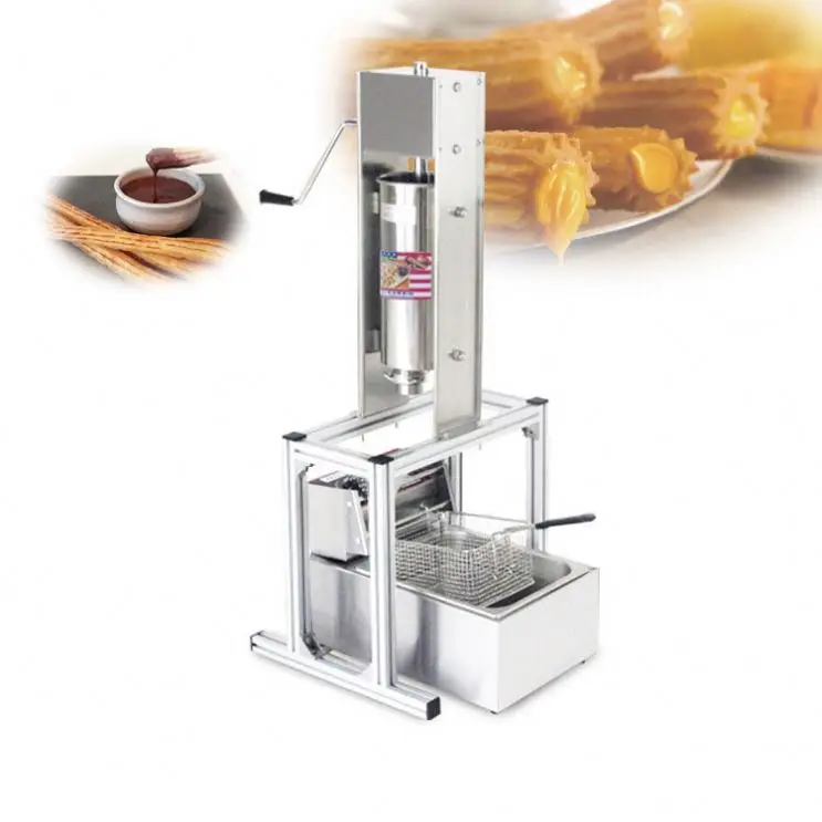 Commercial 5 L Spanish Churros Machine and 12 L Stainless Steel Fryer for Sale for Bakery or Restaurant Home Use