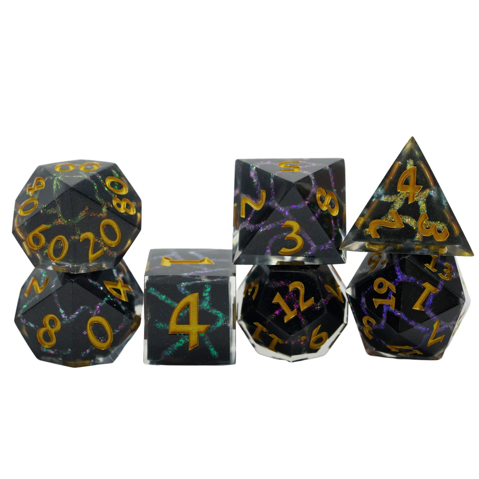 Sharp Edge Polyhedral dnd rpg crack stripe mica dice