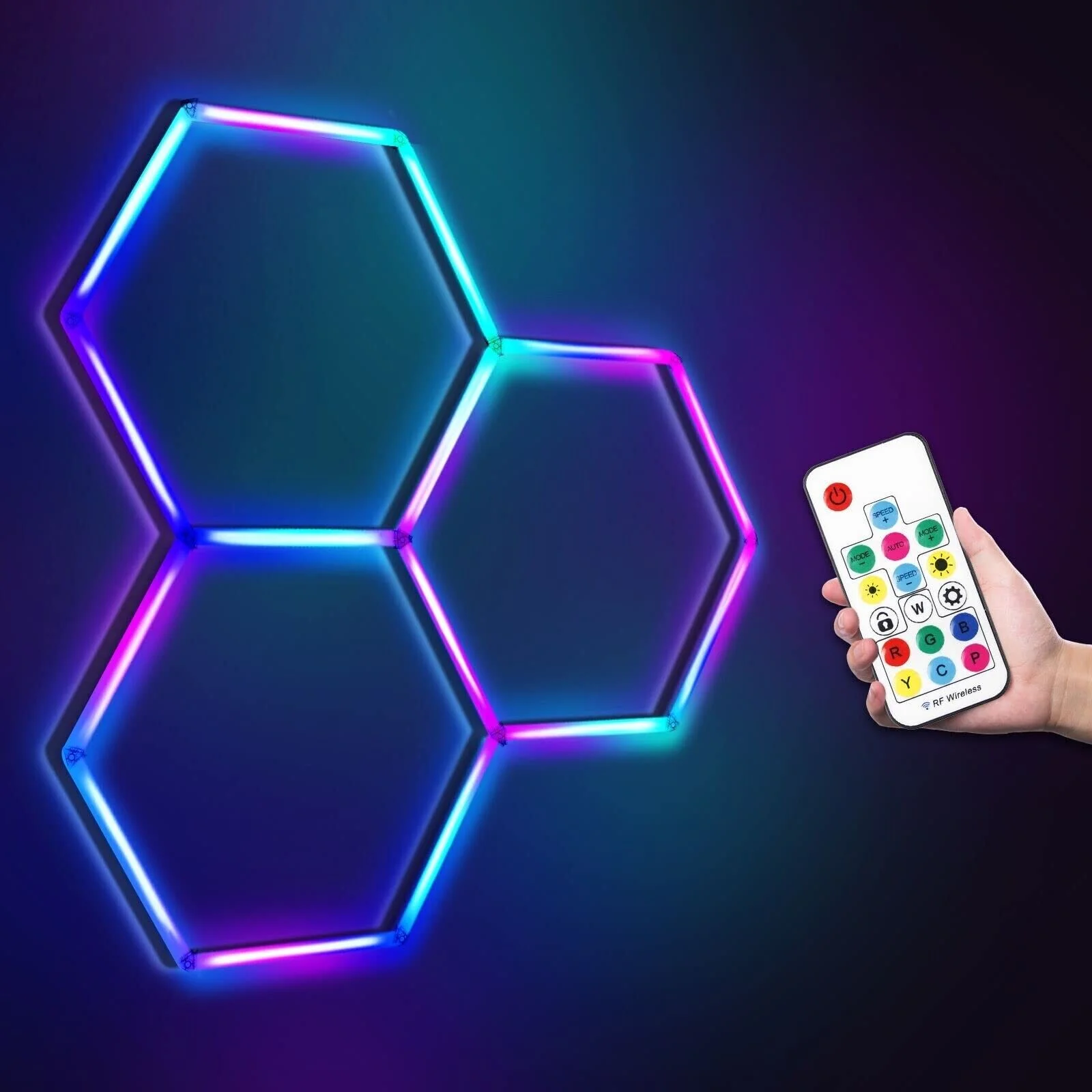 Энергосберегающий RGB шестиугольный декоративный современный светодиодный фонарь для дома с 380 + моделями цвета и скорости