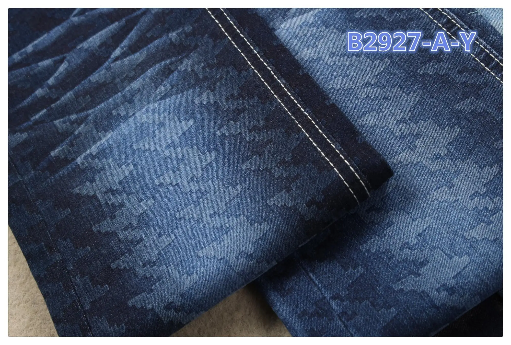 Factory price woven cotton stretch printed denim fabric for jeans