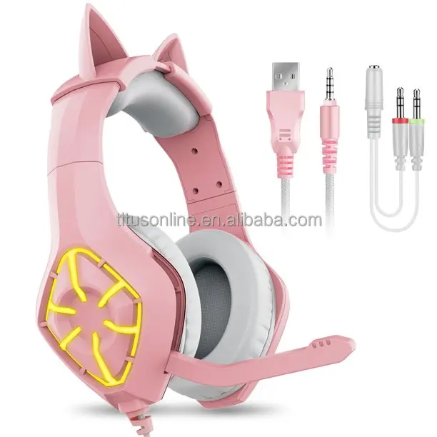 G1000P 7.1 pastel headset with microphone headset stereo wire gaming over the ear gaming headset headphone ps4 ps5 pc