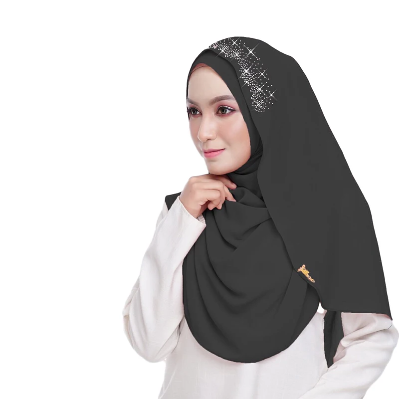 Chiffon Scarf 2022 Design Instant Shiny Skarf Muslim Georgette Wholesale Stylish Ethnic Winter Scarves Shawls for Women