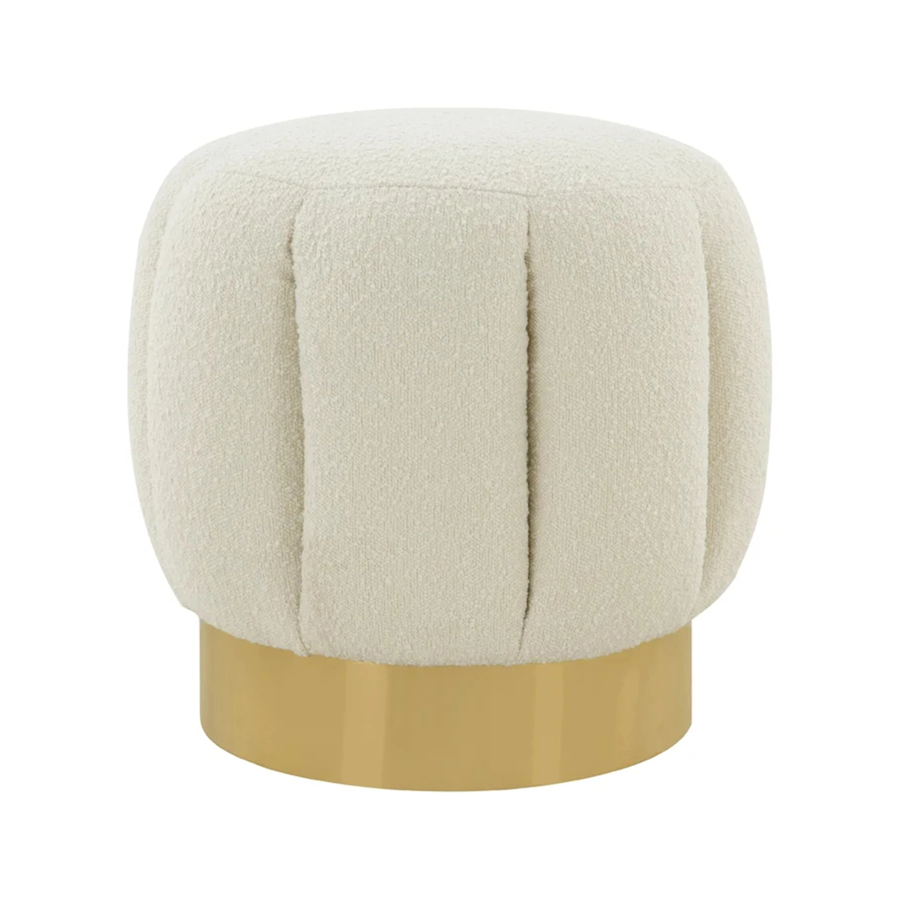 Спальня для гостиной Sherpa Teddy Fabric Boucle круглый пуф табурет подставка для ног с золотистой металлической основой