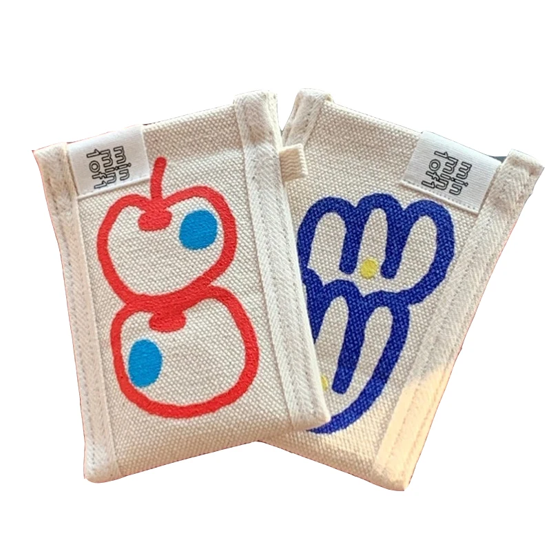 Hot Sale Recyclable Custom Logo Small Canvas Card Protector ID Card  Holder Wallet Portable Card Cover Pouch For Student