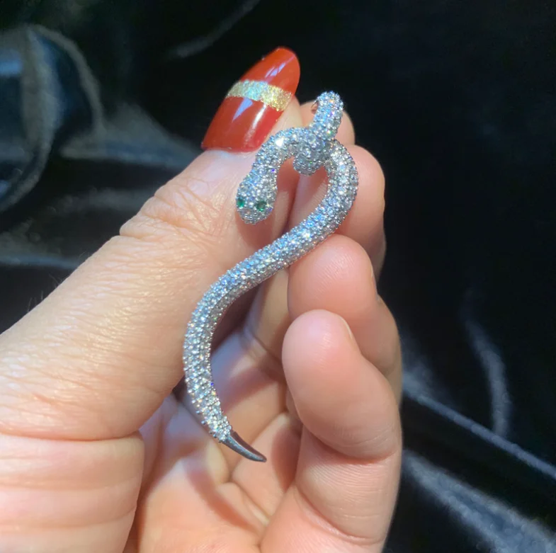 Big Brand 925 Silver Nickel Free Cubic Zirconia Snake Earrings