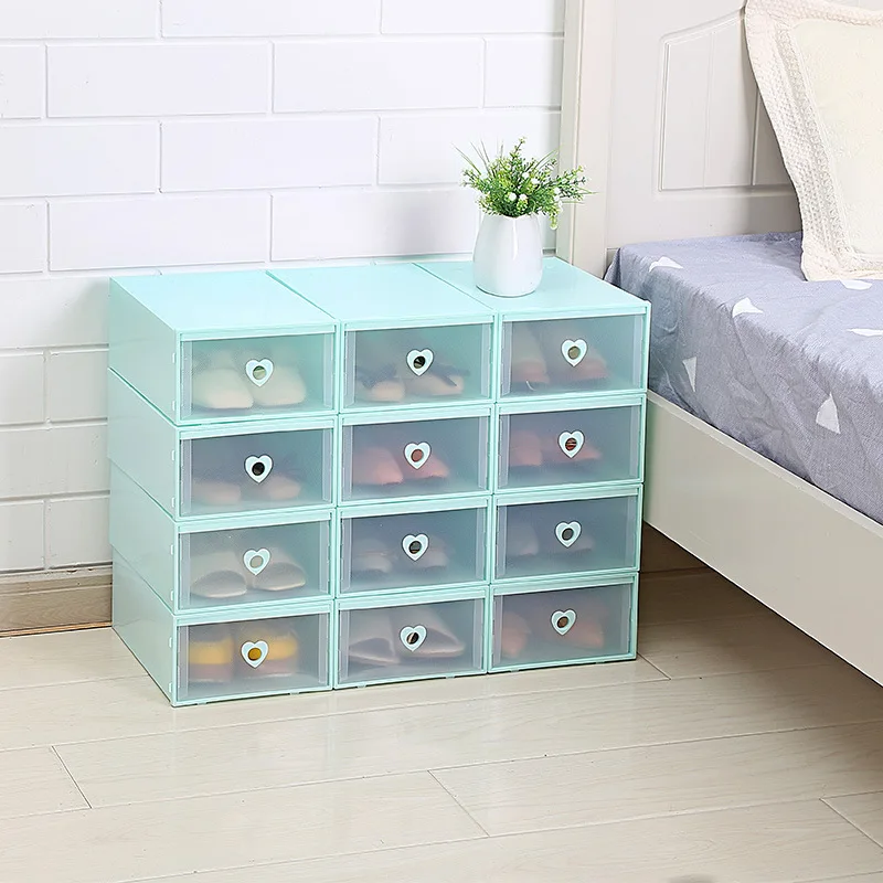 Push-pull Drawer Shoe Box Plastic Clear Shoe Cabinet Finishing Stacking Flip-top Storage Boxes Shoe Rack