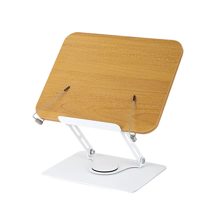 New Arrival Bamboo Wood Reading Stand Transparent Rotating Learning Multifunctional Tablet Notebook Support Stand