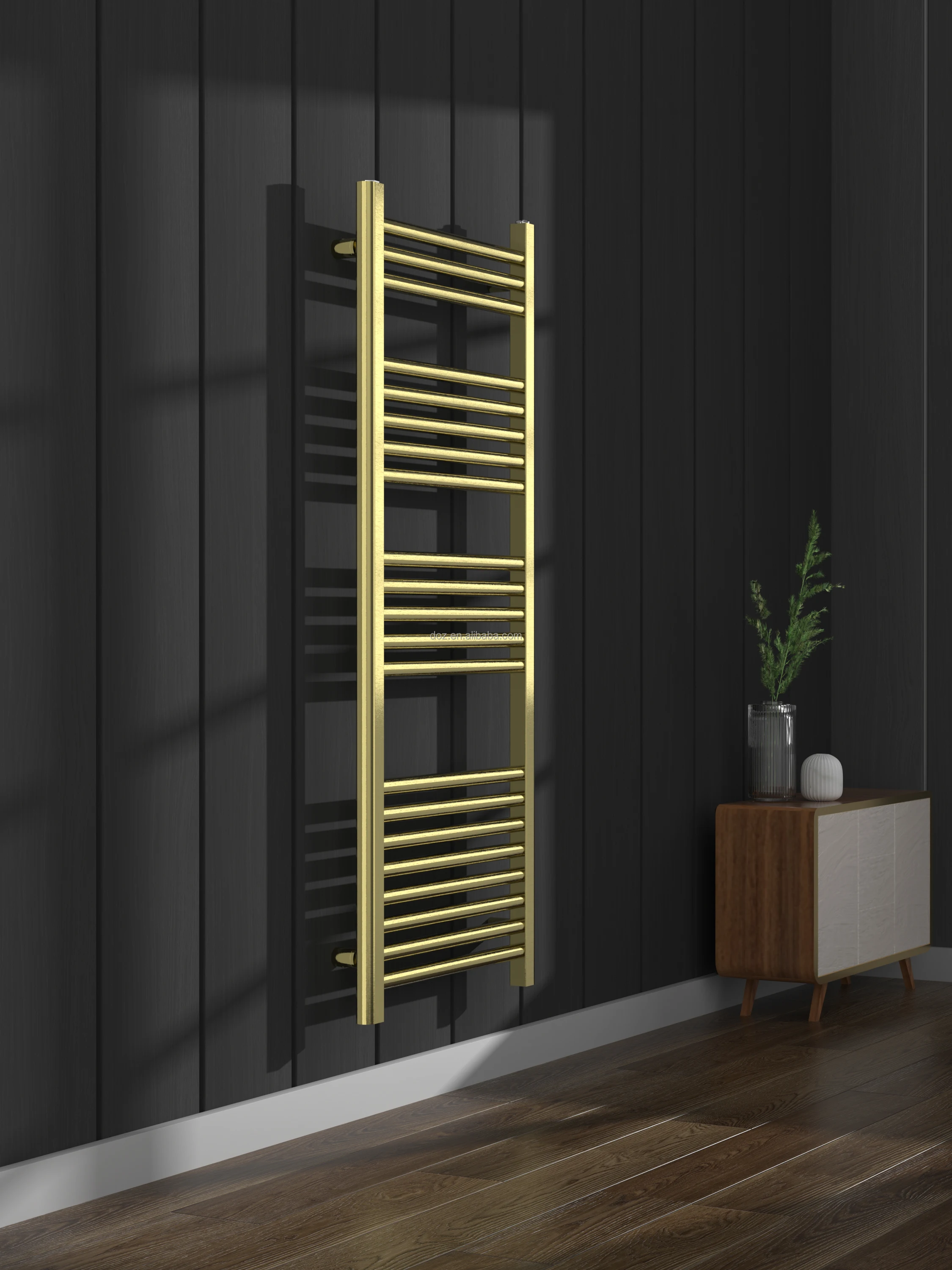 Luxury PVD gold towel radiator Steel House chrome bathroom radiator hot water Heating towel rack