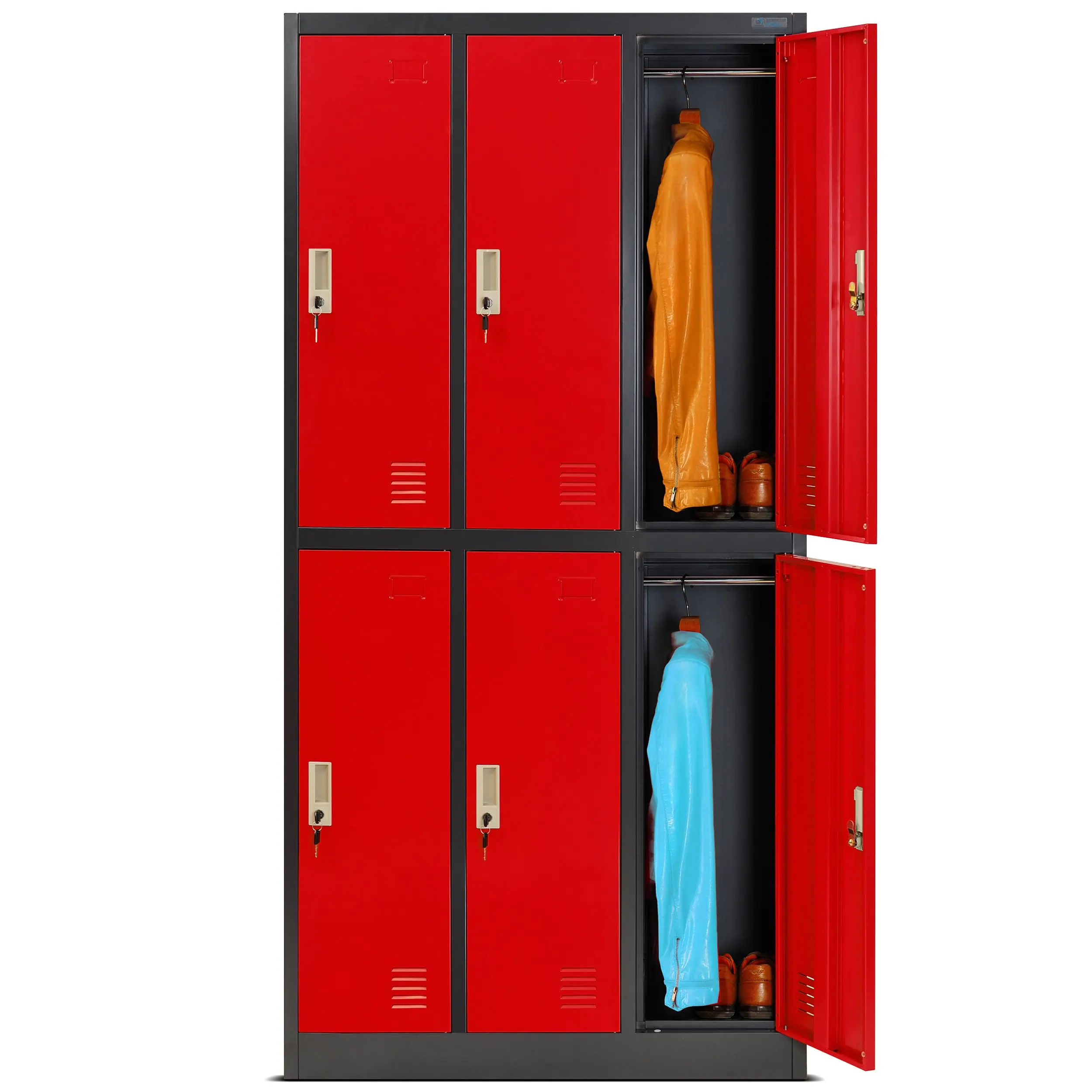 6 Doors metal locker Staff Work Clothes Wardrobe Steel Locker Knock Down  Metal Storage gym locker Wardrobe
