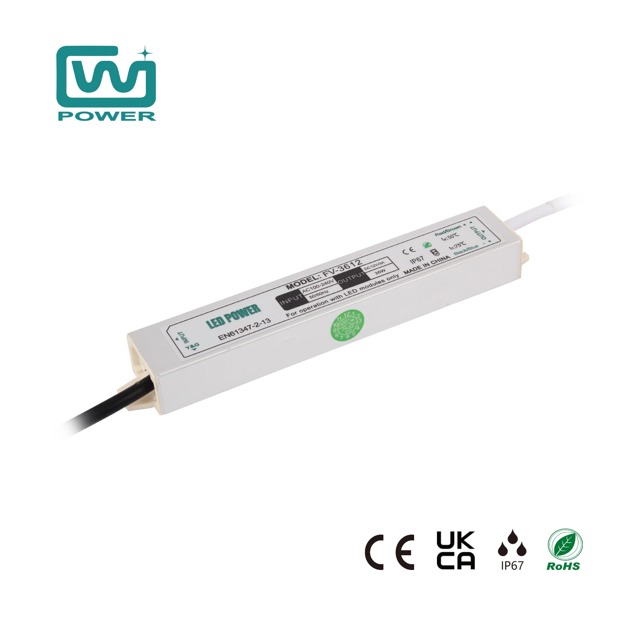 CE RoHS LED power adapter Waterproof IP67 AC LED driver 12V 36W switching led power supply
